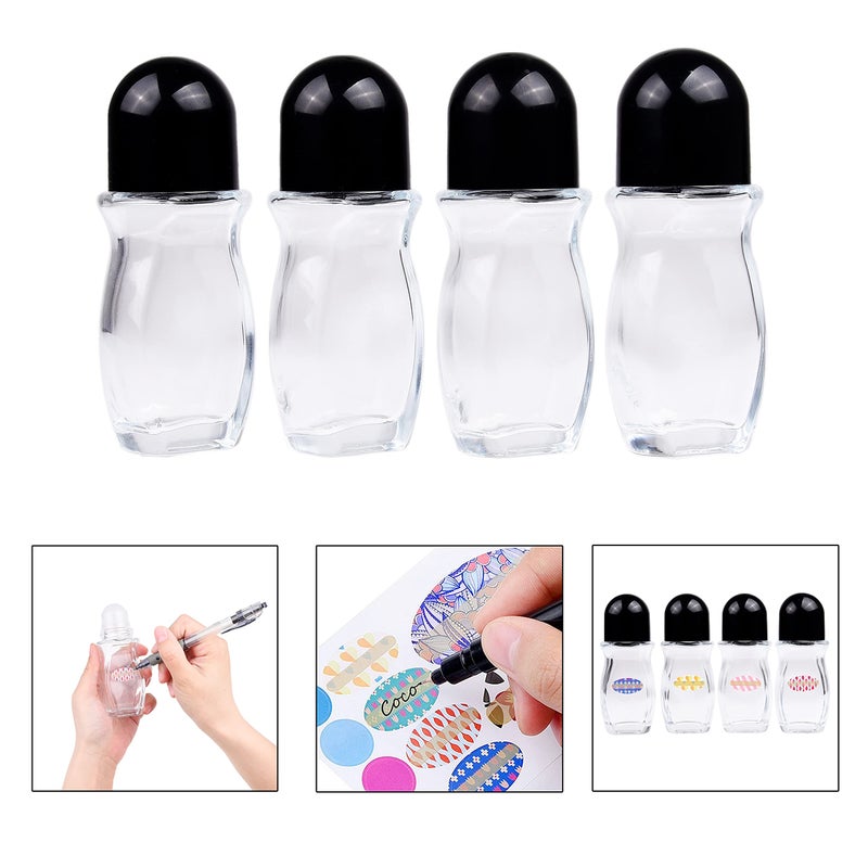 Kare Kind 4Packs Empty Deodorant Roll On Bottles Containers Leak Proof Massage Roller Ball Bottles with Cap For Essential Oils Perfume Cosmetics, Glass Empty Roller Bottles with Plastic Roller Ball 50ML - Image 2